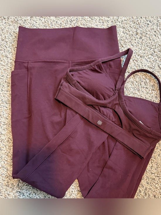 Athleta Pants - Athleta Maroon Sports Bra & Leggings Set